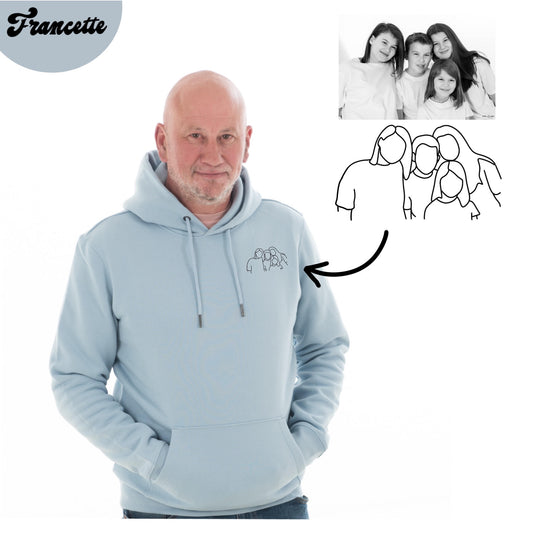 Broderie One-line sweat-shirt  écoresponsable à capuche unisexe